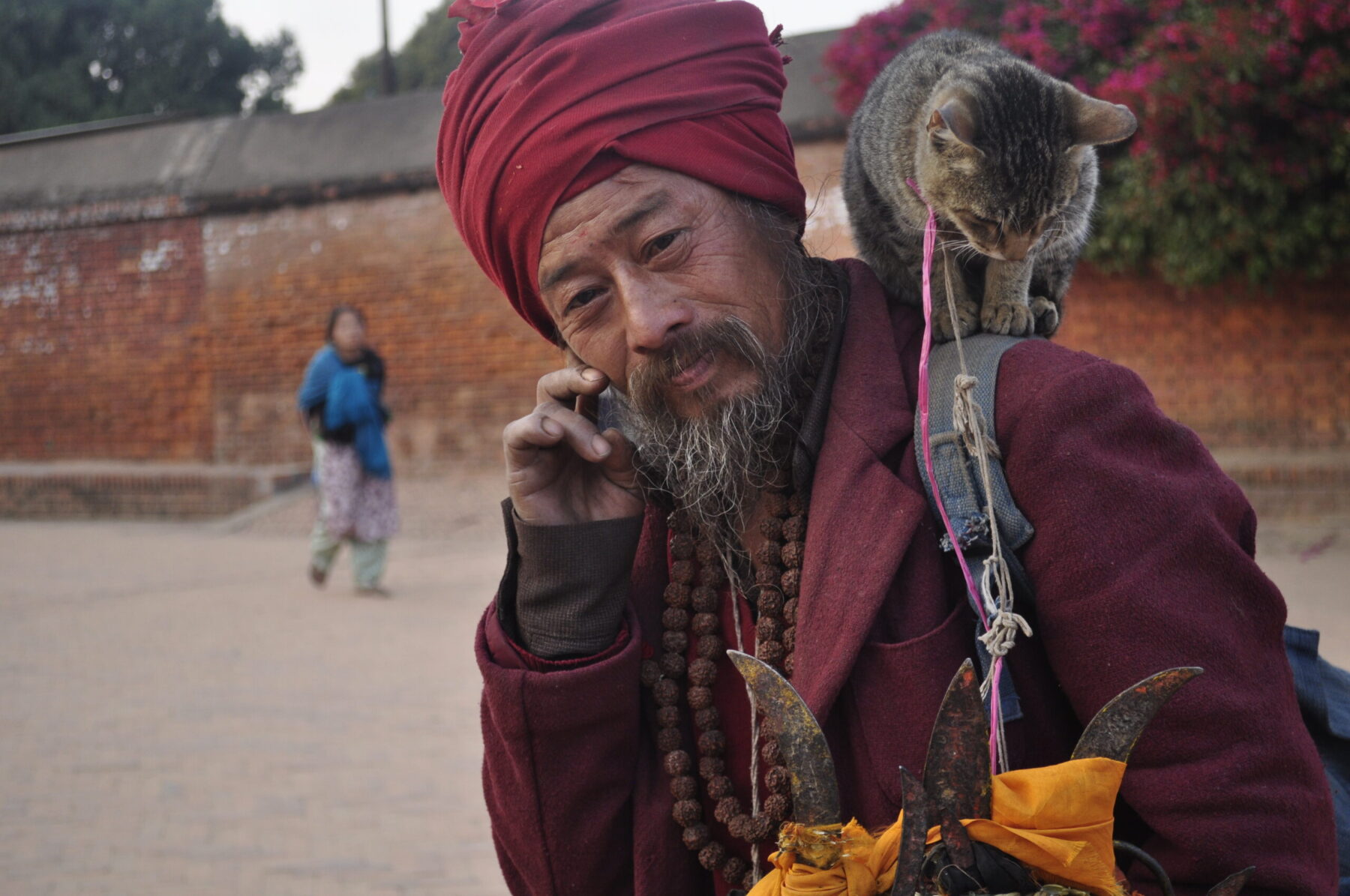 Yogi in Kathmandu with his pet
