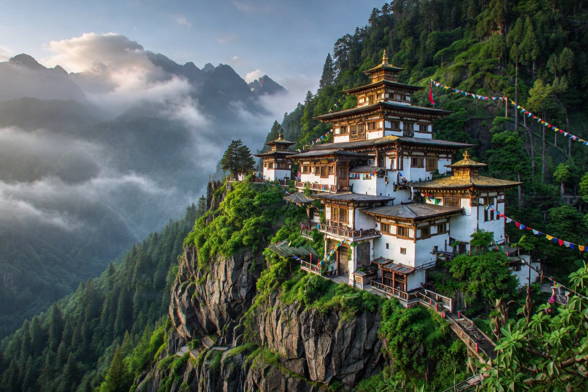 Majestic Tiger's Nest Monastery on cliffside, Bhutan